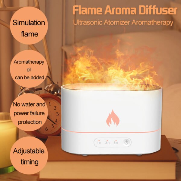 USB Simulation Flame Night Light with 250ML Water Tank Humidifier Aroma Diffuser Home Office Bedroom Car Atmosphere Desk Lamp - Image 10