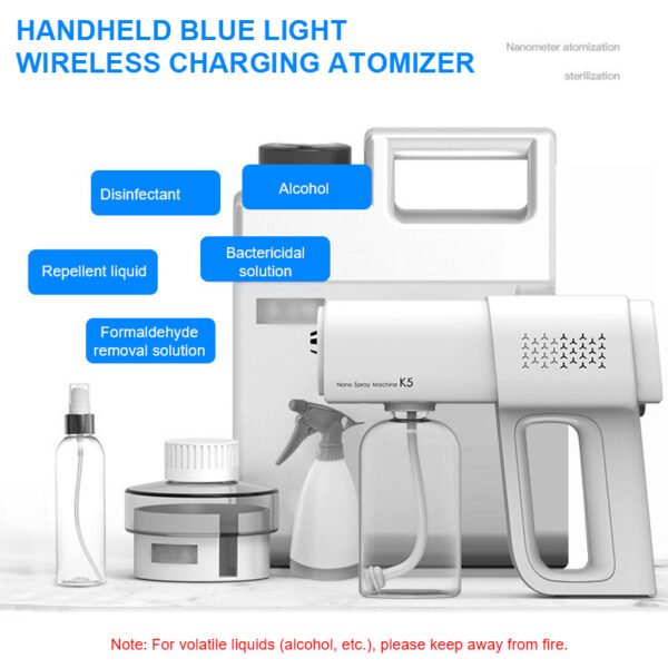 380ML Disinfection Spray Gun Alcohol Liquid Atomizer Disinfect Blue Light Handheld Nano Home Electric Automatic Air Sterilizer - Image 5