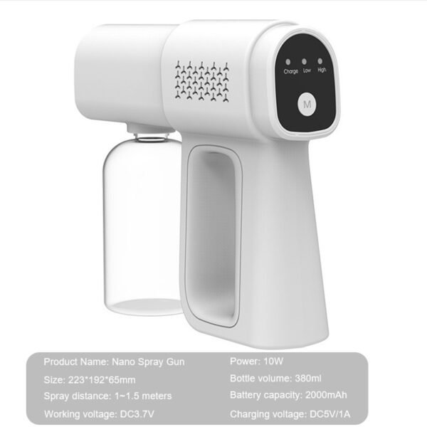 380ML Disinfection Spray Gun Alcohol Liquid Atomizer Disinfect Blue Light Handheld Nano Home Electric Automatic Air Sterilizer - Image 7