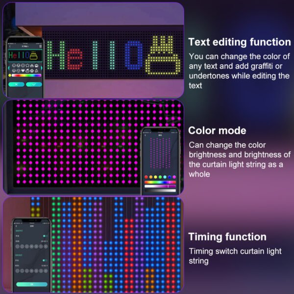 Smart Bluetooth App Control RGB Curtain Lights LED Color Changing Fairy Light DIY Picture Window Christmas Wedding Bedroom Decor - Image 33