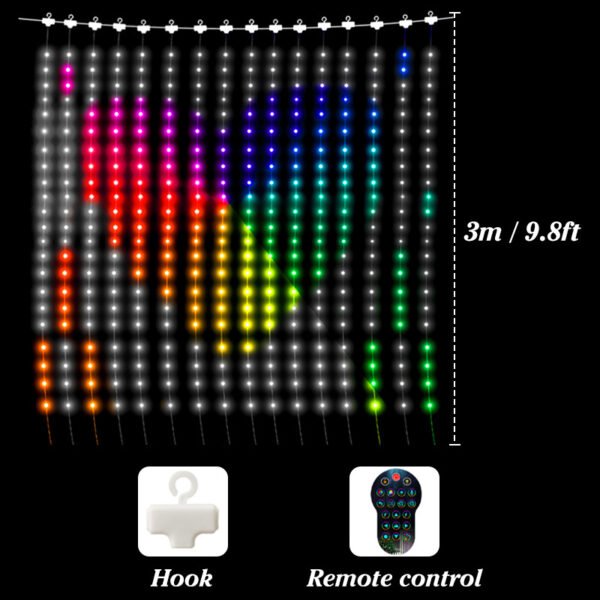 Smart Bluetooth App Control RGB Curtain Lights LED Color Changing Fairy Light DIY Picture Window Christmas Wedding Bedroom Decor - Image 29