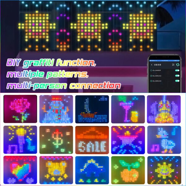 Smart Bluetooth App Control RGB Curtain Lights LED Color Changing Fairy Light DIY Picture Window Christmas Wedding Bedroom Decor - Image 3