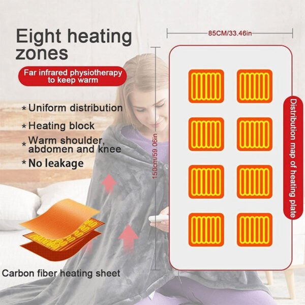 USB Winter Cold Protection Body Warm Shawl Warmer Heated Electric Heated Plush Blanket Flannel Heated Shawl Outdoor Office Home - Image 11