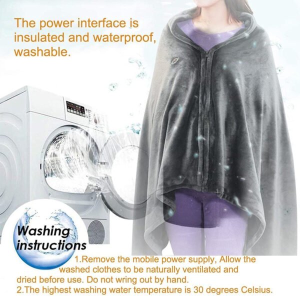 USB Winter Cold Protection Body Warm Shawl Warmer Heated Electric Heated Plush Blanket Flannel Heated Shawl Outdoor Office Home - Image 13