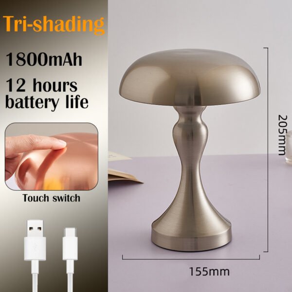 LED Table Lamps Nordic Mushroom Lamp Rechargeable Desktop Lamp Night Lights Touch Dimming Bedside Lamp Restaurant Hotel Bar Home - Image 29