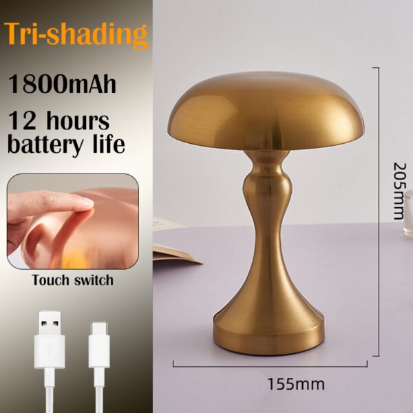 LED Table Lamps Nordic Mushroom Lamp Rechargeable Desktop Lamp Night Lights Touch Dimming Bedside Lamp Restaurant Hotel Bar Home - Image 22