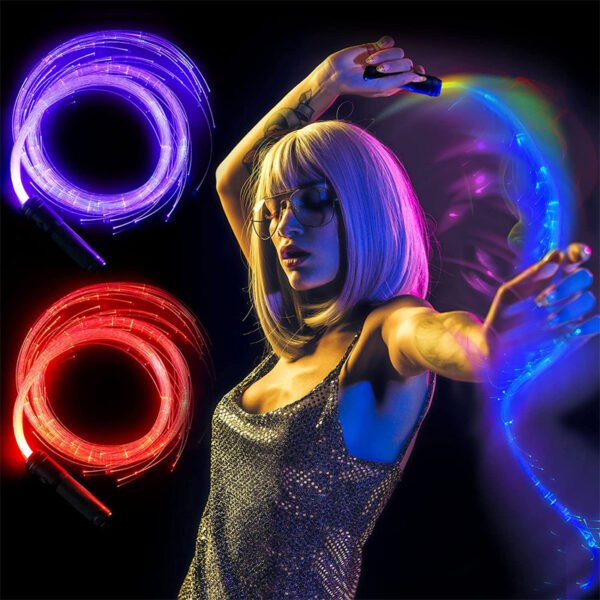 LED Fiber Optic Whip Disco Dance Whips 360° Swivel Glowing Whip 10 Modes Sparkle Flow Toy Rechargeable Light-Up Whip Party Props - Image 23