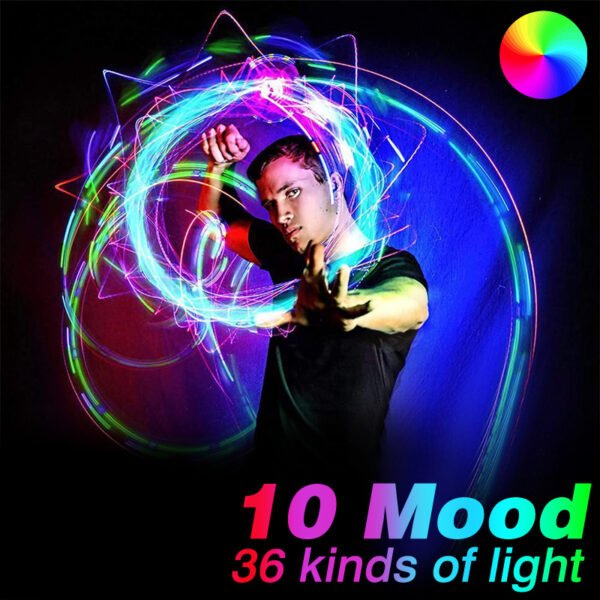 LED Fiber Optic Whip Disco Dance Whips 360° Swivel Glowing Whip 10 Modes Sparkle Flow Toy Rechargeable Light-Up Whip Party Props - Image 24