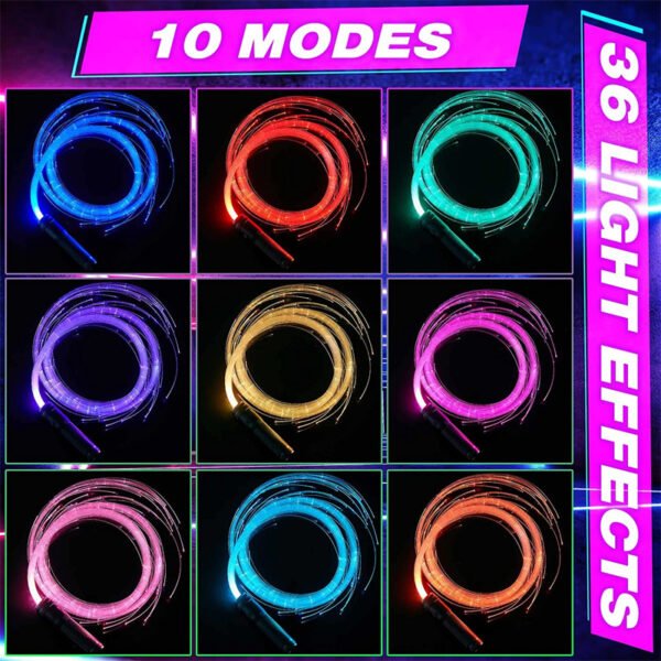 LED Fiber Optic Whip Disco Dance Whips 360° Swivel Glowing Whip 10 Modes Sparkle Flow Toy Rechargeable Light-Up Whip Party Props - Image 25