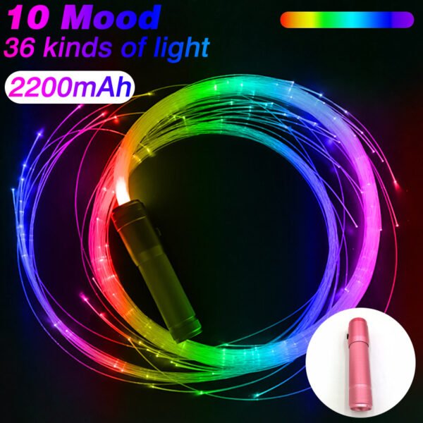 LED Fiber Optic Whip Disco Dance Whips 360° Swivel Glowing Whip 10 Modes Sparkle Flow Toy Rechargeable Light-Up Whip Party Props - Image 57