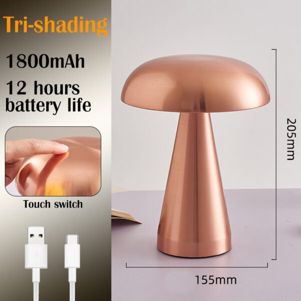 LED Table Lamps Nordic Mushroom Lamp Rechargeable Desktop Lamp Night Lights Touch Dimming Bedside Lamp Restaurant Hotel Bar Home - Image 36