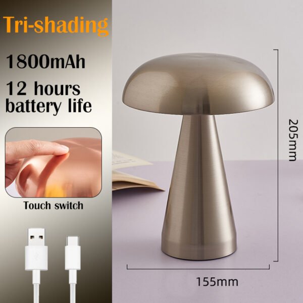 LED Table Lamps Nordic Mushroom Lamp Rechargeable Desktop Lamp Night Lights Touch Dimming Bedside Lamp Restaurant Hotel Bar Home - Image 15