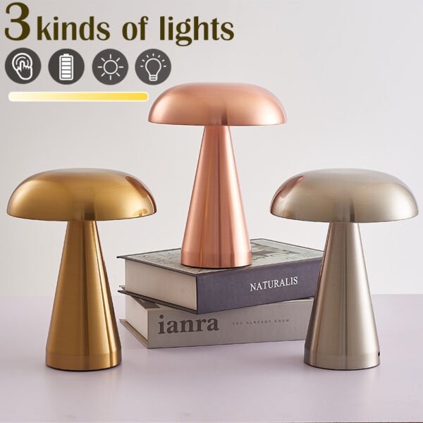 LED Table Lamps Nordic Mushroom Lamp Rechargeable Desktop Lamp Night Lights Touch Dimming Bedside Lamp Restaurant Hotel Bar Home - Image 9
