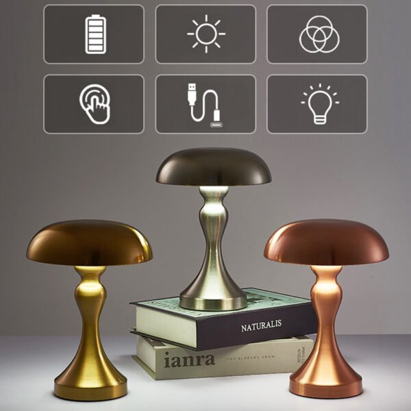 LED Table Lamps Nordic Mushroom Lamp Rechargeable Desktop Lamp Night Lights Touch Dimming Bedside Lamp Restaurant Hotel Bar Home - Image 12