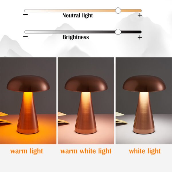 LED Table Lamps Nordic Mushroom Lamp Rechargeable Desktop Lamp Night Lights Touch Dimming Bedside Lamp Restaurant Hotel Bar Home - Image 13