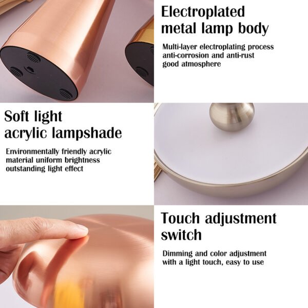 LED Table Lamps Nordic Mushroom Lamp Rechargeable Desktop Lamp Night Lights Touch Dimming Bedside Lamp Restaurant Hotel Bar Home - Image 14