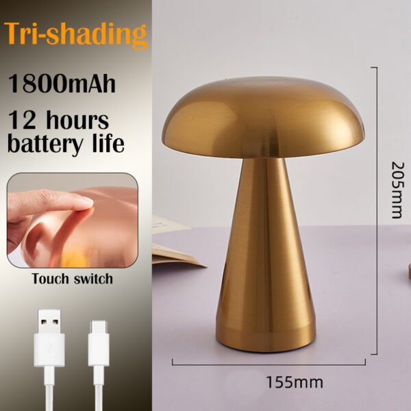 LED Table Lamps Nordic Mushroom Lamp Rechargeable Desktop Lamp Night Lights Touch Dimming Bedside Lamp Restaurant Hotel Bar Home - Image 8