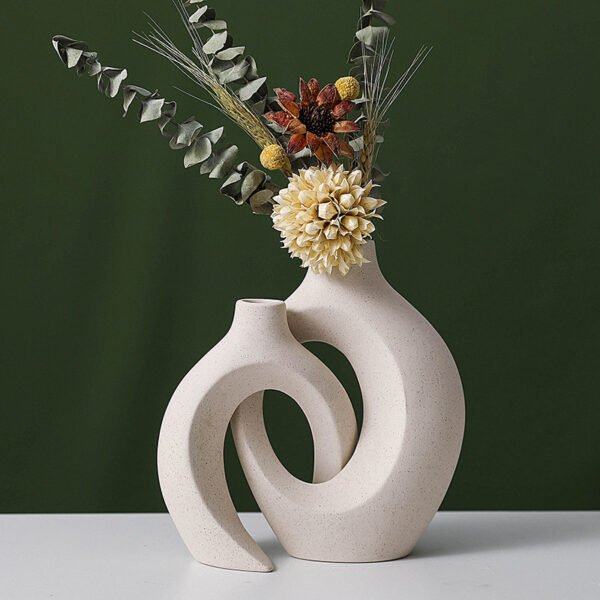 2Pcs Nordic Ceramic Vase Snuggle Set White Matte Creative Vase INS Flower Pot Living Room Home Offical Desktop Decor Accessories - Image 9