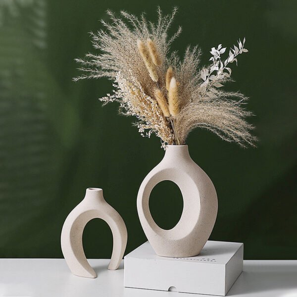 2Pcs Nordic Ceramic Vase Snuggle Set White Matte Creative Vase INS Flower Pot Living Room Home Offical Desktop Decor Accessories - Image 10