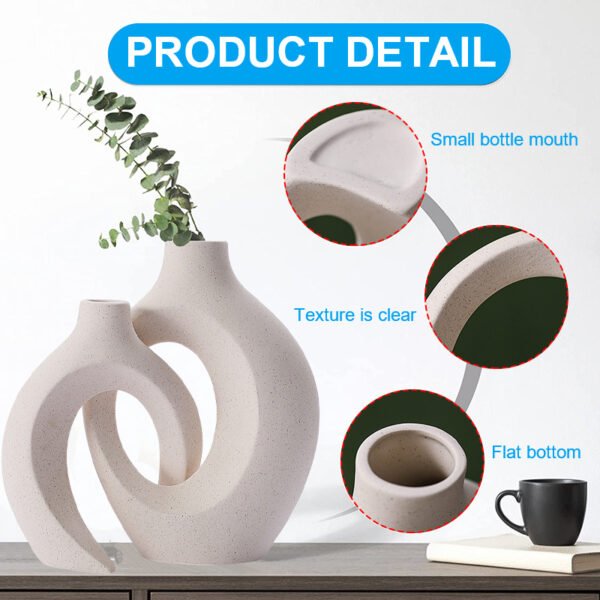 2Pcs Nordic Ceramic Vase Snuggle Set White Matte Creative Vase INS Flower Pot Living Room Home Offical Desktop Decor Accessories - Image 13