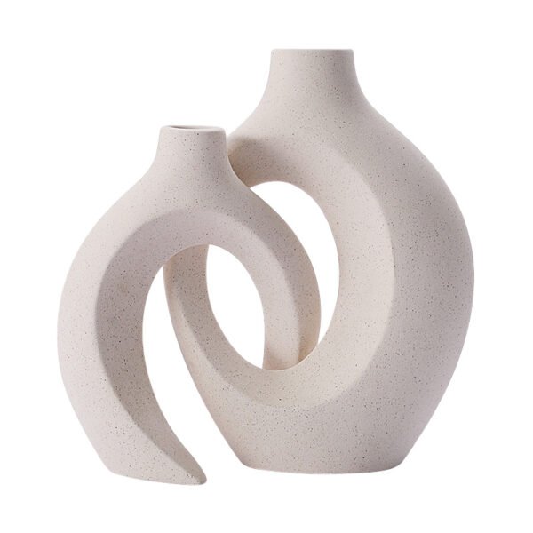 2Pcs Nordic Ceramic Vase Snuggle Set White Matte Creative Vase INS Flower Pot Living Room Home Offical Desktop Decor Accessories - Image 8