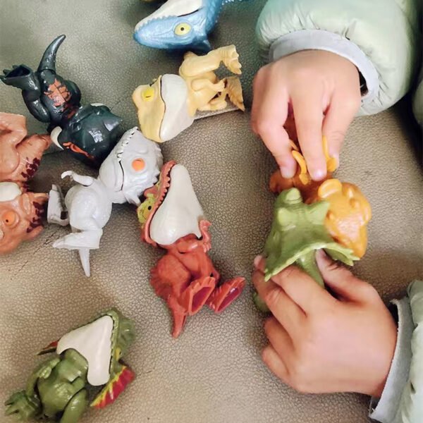 3pcs Finger Dinosaur Tricky Tyrannosaurus Model Biting Hand Fidget Jurassic Dino Toy for Children Kids Dino Movable Joints Gift - Image 7