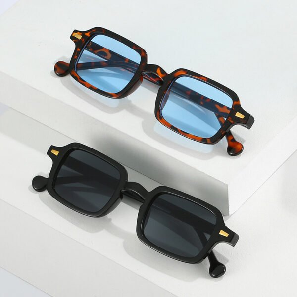 Fashion Square Sunglasses Women Retro Rivets Decoration Gradient Shades UV400 Men Leopard Blue Sun Glasses - Image 23