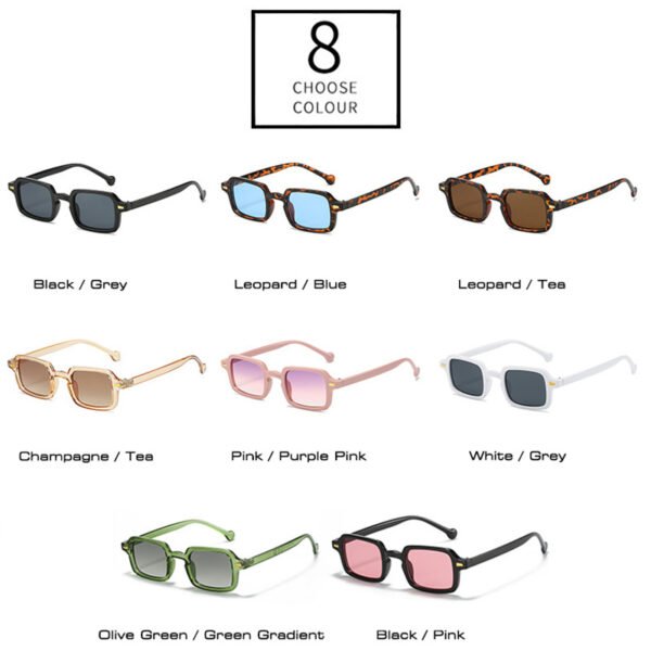Fashion Square Sunglasses Women Retro Rivets Decoration Gradient Shades UV400 Men Leopard Blue Sun Glasses - Image 25