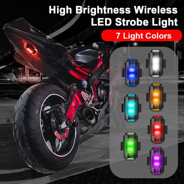 1Pc Universal Led Aircraft Strobe Lights Motorcycle Anti-collision Warning Light with USB Charging 7Colors Turn Signal Indicator - Image 4