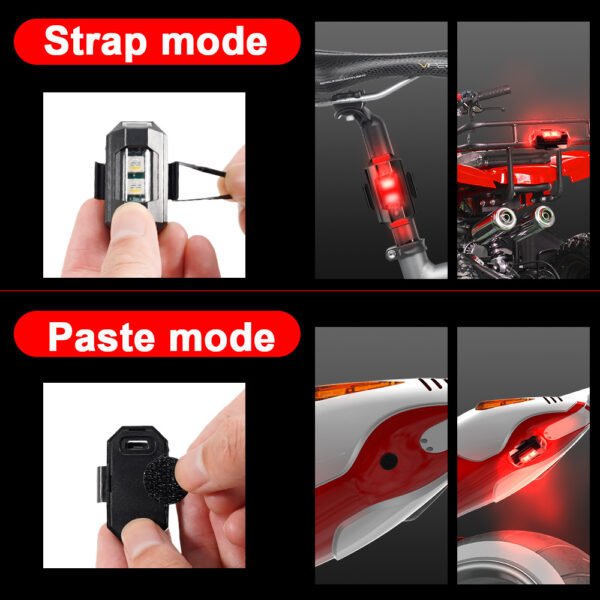 1Pc Universal Led Aircraft Strobe Lights Motorcycle Anti-collision Warning Light with USB Charging 7Colors Turn Signal Indicator - Image 5