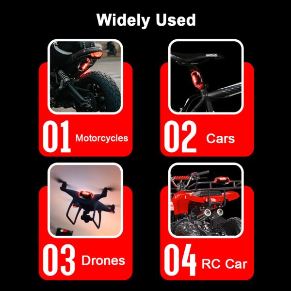 1Pc Universal Led Aircraft Strobe Lights Motorcycle Anti-collision Warning Light with USB Charging 7Colors Turn Signal Indicator - Image 6