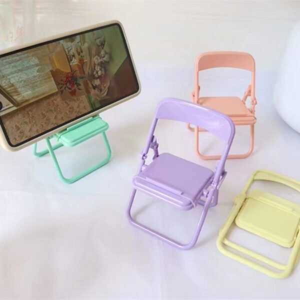 4pcs Cute Sweet Creative Desktop Mini Chair Stand Can Be Used As Decorative Ornaments Foldable Lazy Drama Mobile Phone Holder - Image 2
