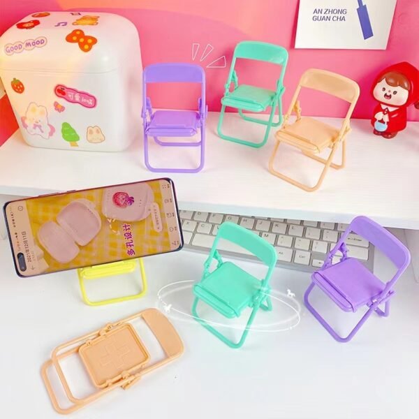 4pcs Cute Sweet Creative Desktop Mini Chair Stand Can Be Used As Decorative Ornaments Foldable Lazy Drama Mobile Phone Holder - Image 3