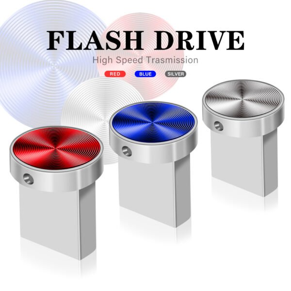 Mini Metal Button USB Flash Drives 64GB Blue Fashion Memory Stick Red External Storage Creative Gift Pen Drive Silver Pendrive - Image 16