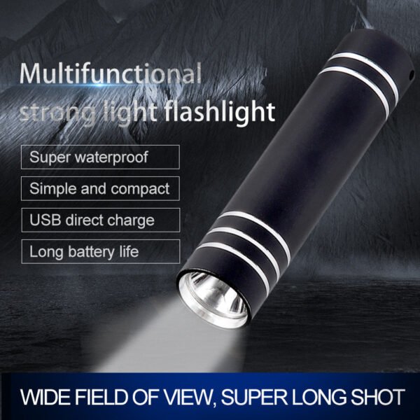 Mini Led Household Flashlight Outdoor Camping Lighting Portable Aluminum Alloy Waterproof Strong Light Rechargeable Flashlight - Image 2