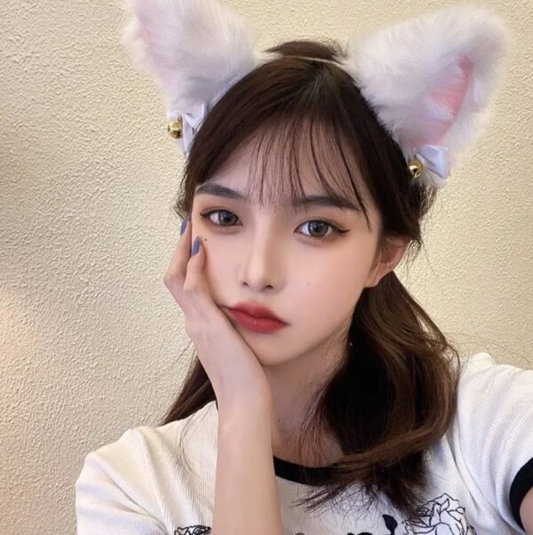 2pcs Cat Ear Bow Headband Necklace Claw Gloves Cosplay Plush Bell Hairband Women Girl Masquerade Party Headwear Hair Accessories - Image 2
