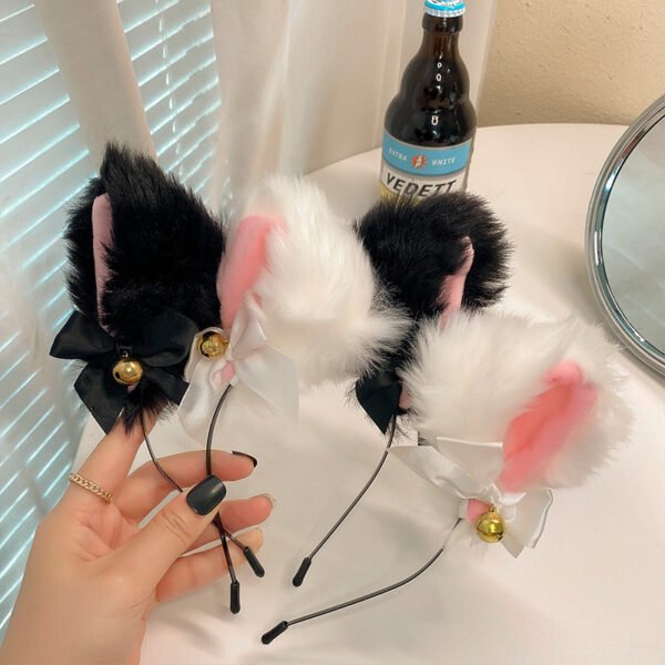 2pcs Cat Ear Bow Headband Necklace Claw Gloves Cosplay Plush Bell Hairband Women Girl Masquerade Party Headwear Hair Accessories - Image 3