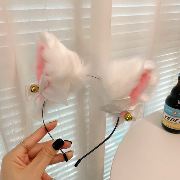 2pcs Cat Ear Bow Headband Necklace Claw Gloves Cosplay Plush Bell Hairband Women Girl Masquerade Party Headwear Hair Accessories - Image 4