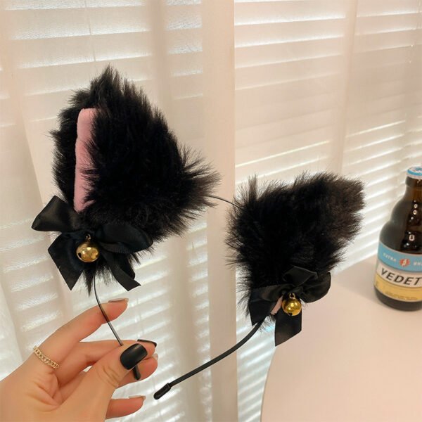 2pcs Cat Ear Bow Headband Necklace Claw Gloves Cosplay Plush Bell Hairband Women Girl Masquerade Party Headwear Hair Accessories - Image 5