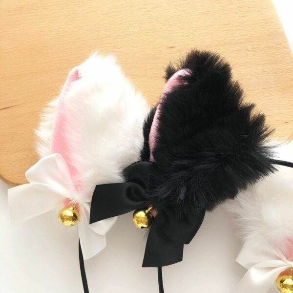 2pcs Cat Ear Bow Headband Necklace Claw Gloves Cosplay Plush Bell Hairband Women Girl Masquerade Party Headwear Hair Accessories - Image 6
