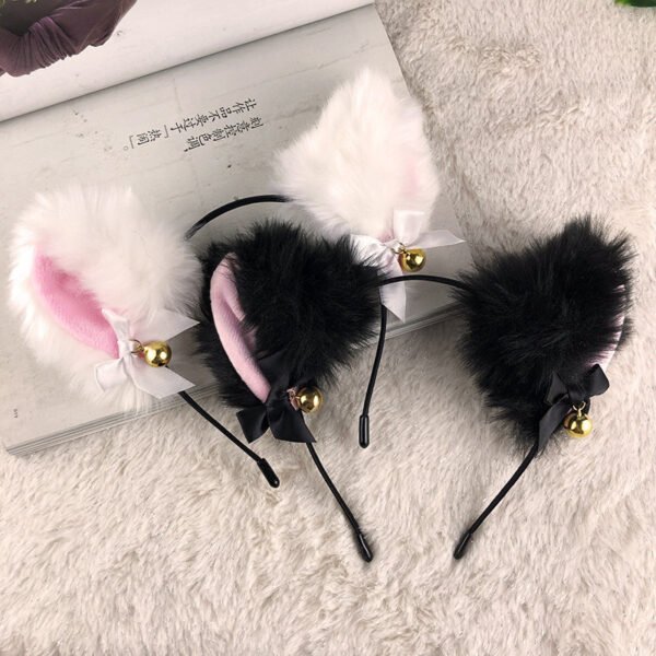 2pcs Cat Ear Bow Headband Necklace Claw Gloves Cosplay Plush Bell Hairband Women Girl Masquerade Party Headwear Hair Accessories - Image 7