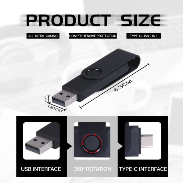 2 in 1 TYPE-C for Mobile phone USB Flash Drive 64GB Rotatable Black Memory Stick Green Pen Drive Red Pendrive Blue U Disk - Image 10