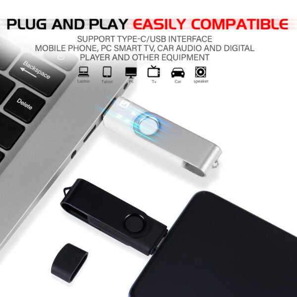 2 in 1 TYPE-C for Mobile phone USB Flash Drive 64GB Rotatable Black Memory Stick Green Pen Drive Red Pendrive Blue U Disk - Image 12