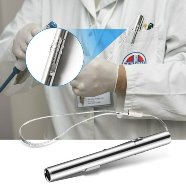 Energy-saving Portable Professional Medical Handy Pen Light USB Rechargeable Mini Flashlight LED Torch with Stainless Steel Clip - Image 2
