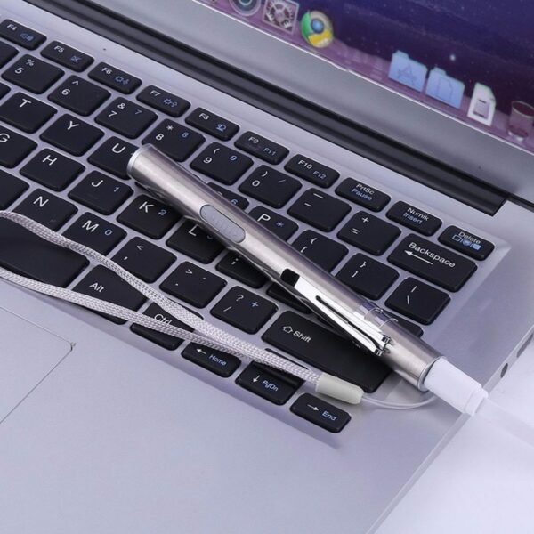 Energy-saving Portable Professional Medical Handy Pen Light USB Rechargeable Mini Flashlight LED Torch with Stainless Steel Clip - Image 5