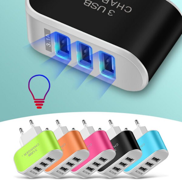 3Usb Candy Charger LED Luminous Mobile Phone Charging Head Intelligent Multi Port USB Charger Travel Charging/EU for xiaomi - Image 30