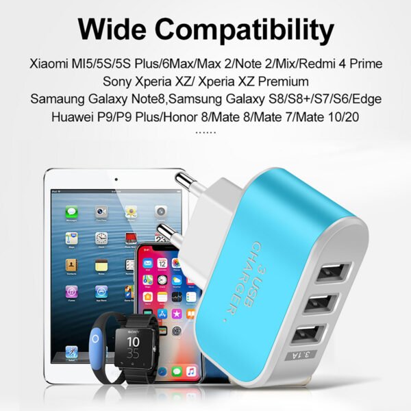 3Usb Candy Charger LED Luminous Mobile Phone Charging Head Intelligent Multi Port USB Charger Travel Charging/EU for xiaomi - Image 33