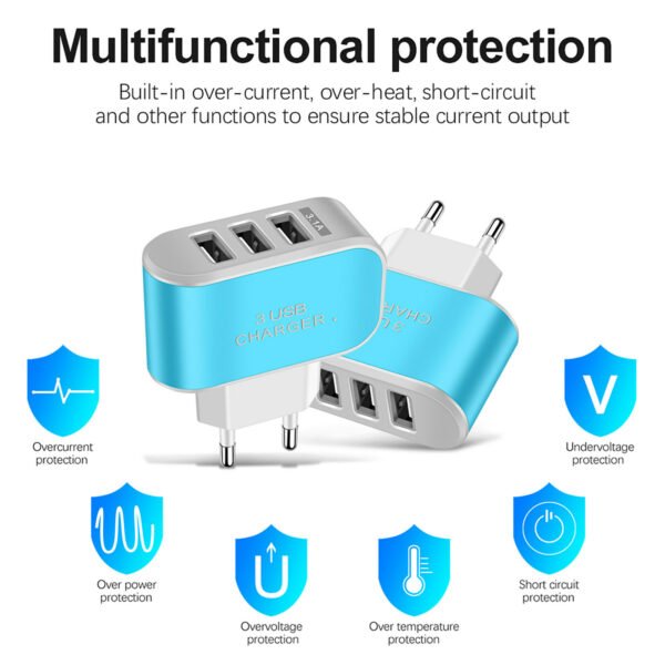 3Usb Candy Charger LED Luminous Mobile Phone Charging Head Intelligent Multi Port USB Charger Travel Charging/EU for xiaomi - Image 34