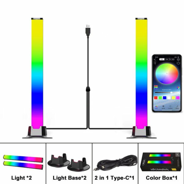 RGB Symphony Lights LED Sound Control Light Music Rhythm Ambient Pickup Lamp App Control Strip Light For Computer Desktop Decor - Image 15