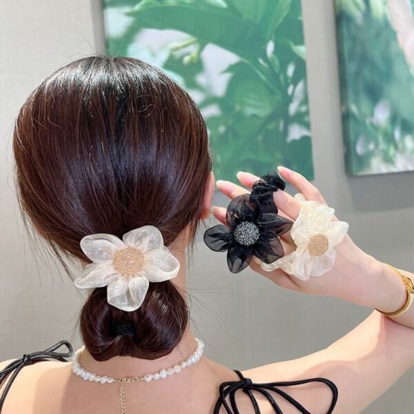 Gauze Sun Flower Large Intestine Hair Ring Hair Rope Women's Ponytail Hair Ring Accessories Rubber Band Headwear Fashion New - Image 12